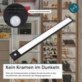 LED Schrankbeleuchtung mit Bewegungsmelder, schwarz, 60 cm, dimmbar, einstellbare Lichtfarbe, USB-aufladbar, einfache Befestigung, Unterbauleuchte