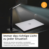 LED-Tischleuchte mit induktiver Ladestation, schwarz, inklusive Dimm- und CCT-Funktion, 5 W Leistung, 160x320 mm