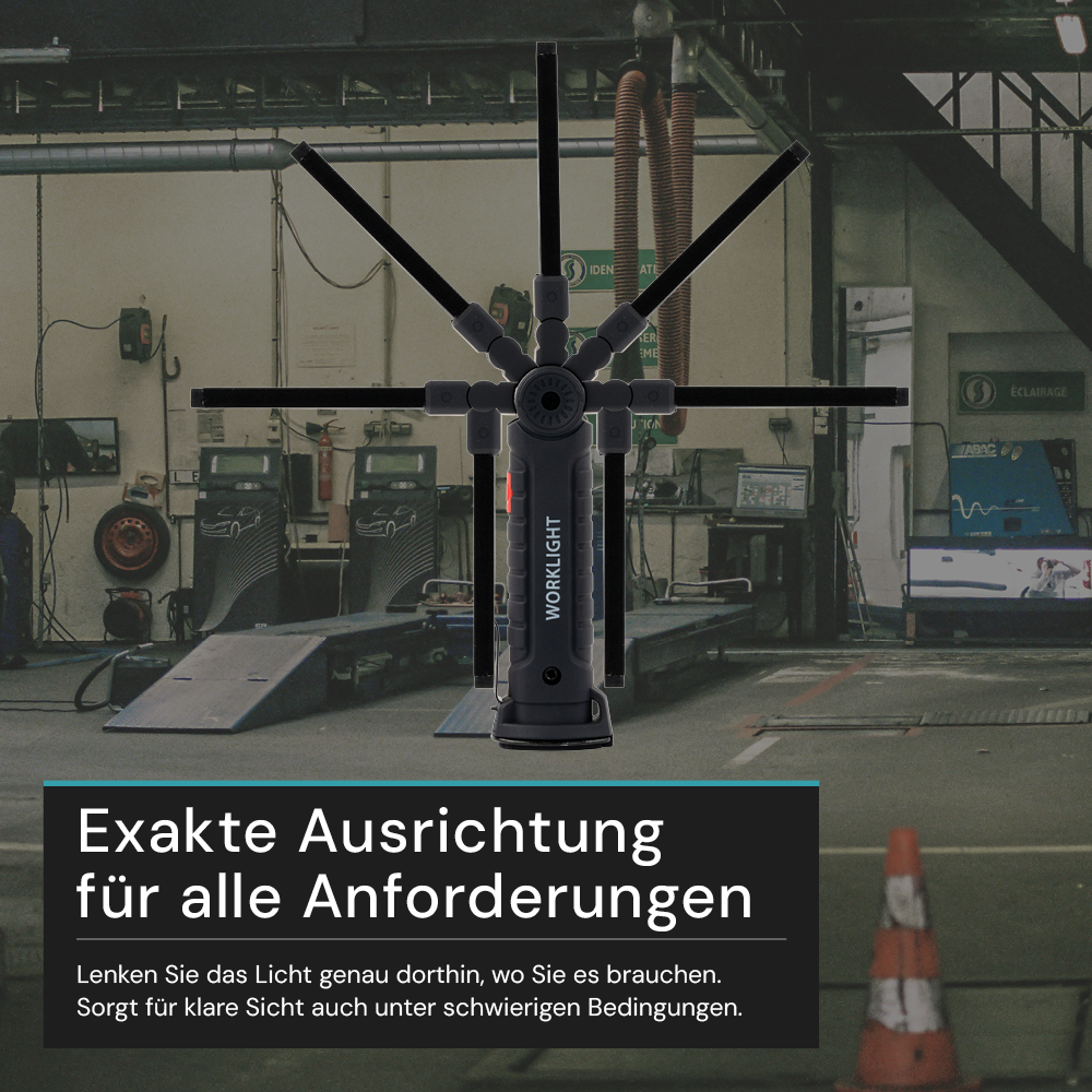LED-Arbeitsleuchte mit Akku, 5 Lichtmodi, 11 cm, mit Magnet und Haken, USB-aufladbar, drehbare Taschenlampe, Inspektionsleuchte
