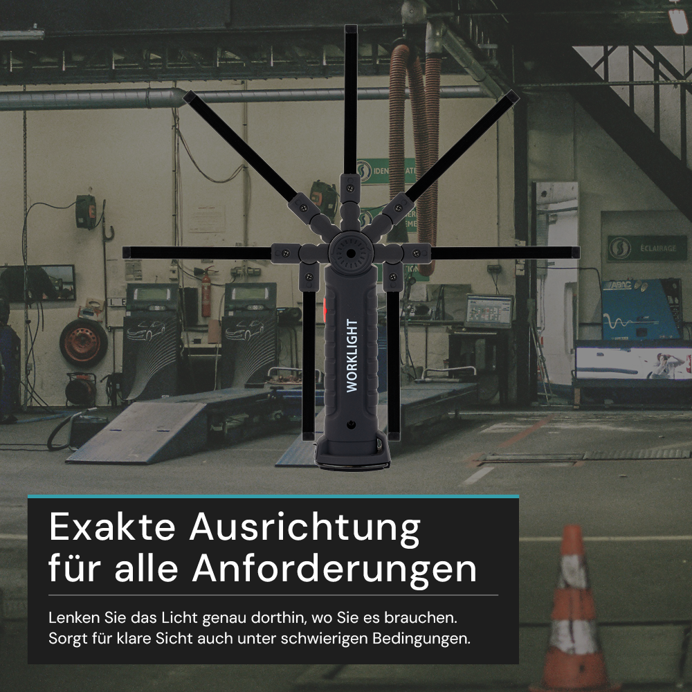 LED-Arbeitsleuchte mit Akku, 5 Lichtmodi, 14 cm, mit Magnet und Haken, USB-aufladbar, drehbare Taschenlampe, Inspektionsleuchte