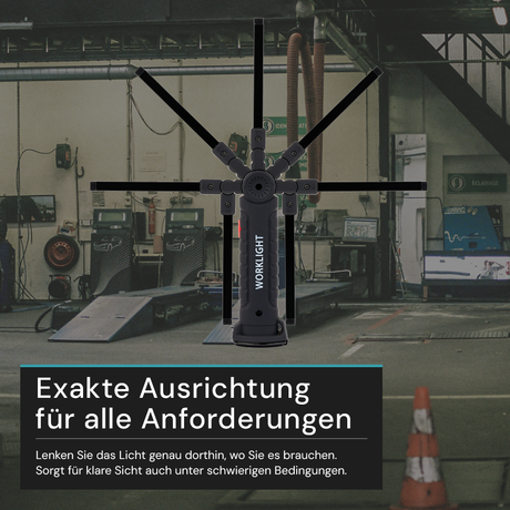LED-Arbeitsleuchte mit Akku, 5 Lichtmodi, 14 cm, mit Magnet und Haken, USB-aufladbar, drehbare Taschenlampe, Inspektionsleuchte.