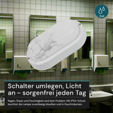 Kellerlampe in Weiß, Ovalleuchte, 12 W, 1080 lm, Lichtfarbe einstellbar (CCT), IP54-wassergeschützt, Kabelverbinder, Wandleuchte Innen und Außen, Feuchtraumleuchte