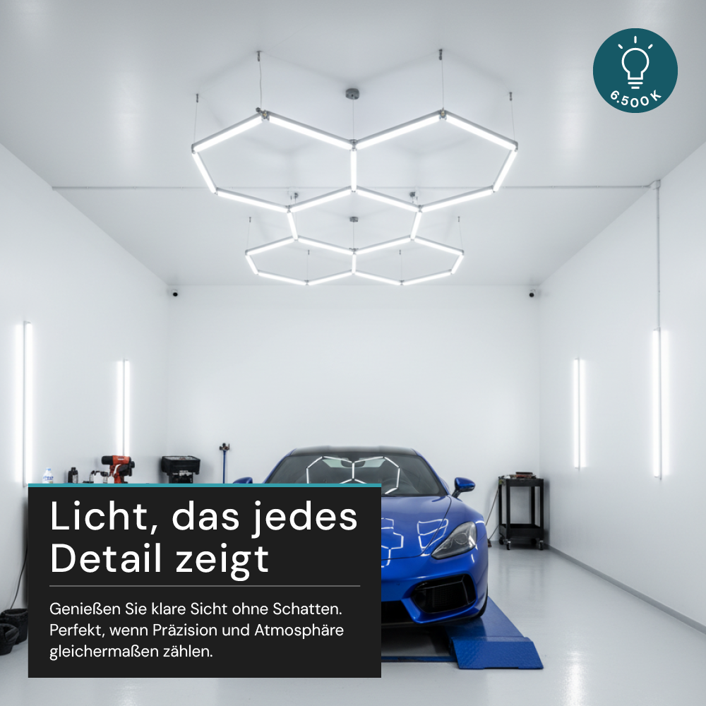 LED Deckenleuchte, HexaForm, 5er Set, 6500 K (Kaltweiß), Hexagon Leuchte, Garagenlampe, Salon Beleuchtung