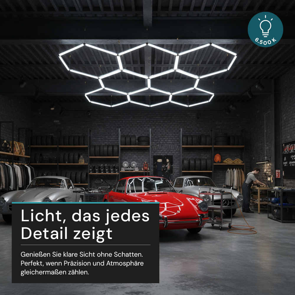 LED Deckenleuchte, HexaForm, 8er Set, 6500 K (Kaltweiß), Hexagon Leuchte, Garagenlampe, Salon Beleuchtung