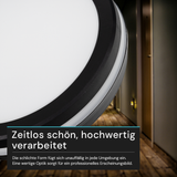 Moderne LED-Deckenlampe, schwarz/weiß, rund, 30 W, 3000 lm, Lichtfarbe einstellbar, Ø30 cm, IP65-wassergeschützt, Schnellverbinder, Innen- und Außenlampe