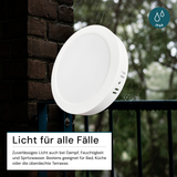 LED Aufbauleuchte in Weiß, 18 W, 230 V, IP44-geschützt, 1800 lm, Lichtfarbe einstellbar, Ø224x35 mm, Deckenleuchte mit Diffusor, Badezimmerlampe