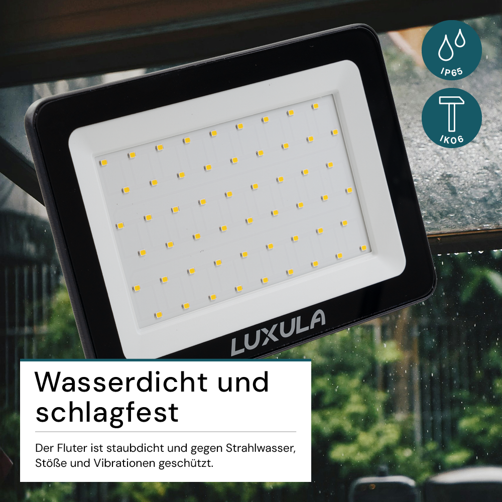 LED-Fluter mit Schnellverbinder, 50 W, 4000 K (neutralweiß), 5000 lm, schwarz, IP65