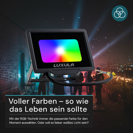 RGB LED-Fluter, 20 W, schwarz, IP65, mit Fernbedienung, RGBW-Farbwechsel