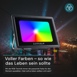 RGB LED-Fluter, 100 W, schwarz, IP65, mit Fernbedienung, RGBW-Farbwechsel