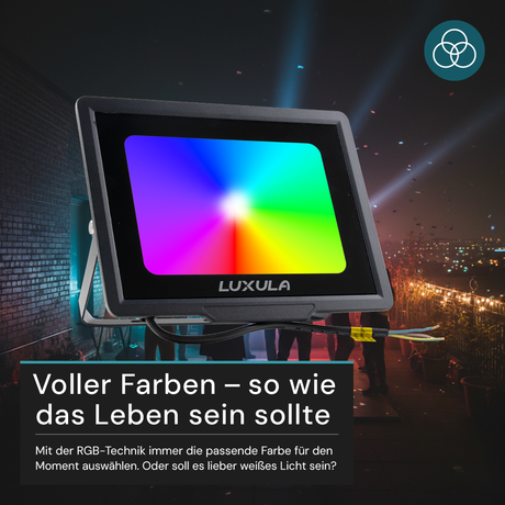 RGB LED-Fluter, 100 W, schwarz, IP65, mit Fernbedienung, RGBW-Farbwechsel
