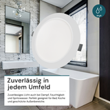 LED Einbauleuchte in Weiß, 6 W, 230 V, IP44-geschützt, 600 lm, Lichtfarbe einstellbar, Ø117x25 mm, Einbaustrahler mit Diffusor, Badezimmer Deckenleuchte