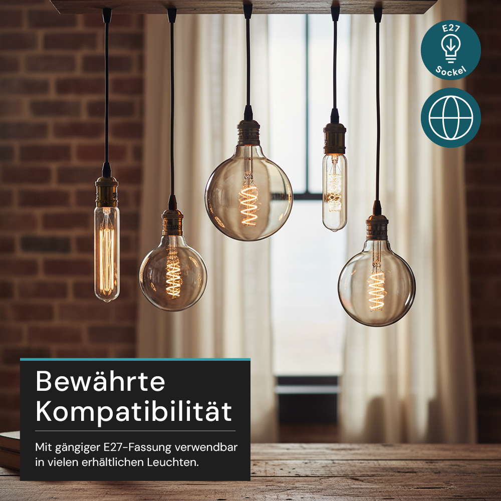 LED Filament Leuchtmittel, SPIRAL, Globe G95, E27, 4W, 40lm, 1800K, dimmbar