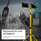 LED Baustrahler mit Stativ, 2x 50 W, 4000 K (neutralweiß), 10000 lm, IP65, Schutzkontaktstecker, Ein/Aus-Schalter