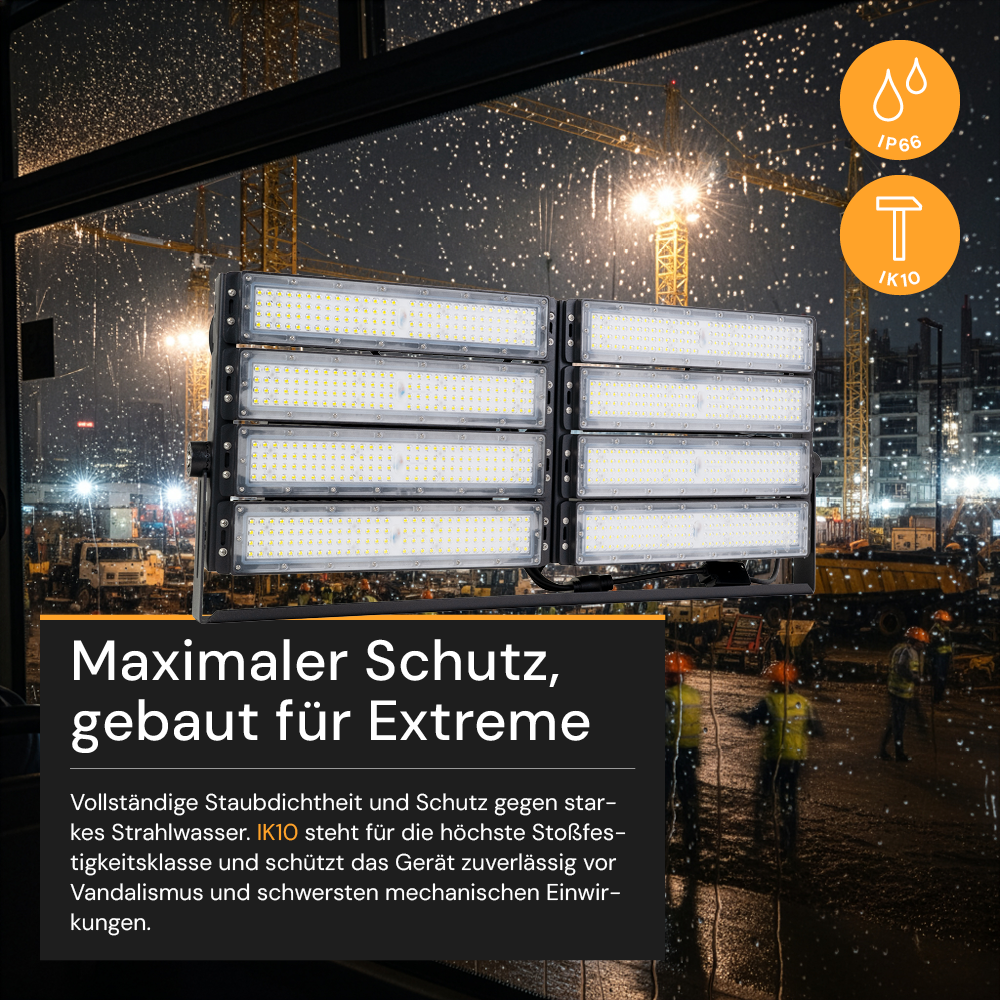 Profi Stadion Fluter, 800 W, 5000 K (neutralweiß), 104000 lm, IP66, Meanwell Driver, LUMILEDS LED