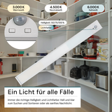 LED Schrankbeleuchtung mit Bewegungsmelder, Silberton, 40 cm, dimmbar, einstellbare Lichtfarbe, USB-aufladbar, einfache Befestigung, Unterbauleuchte