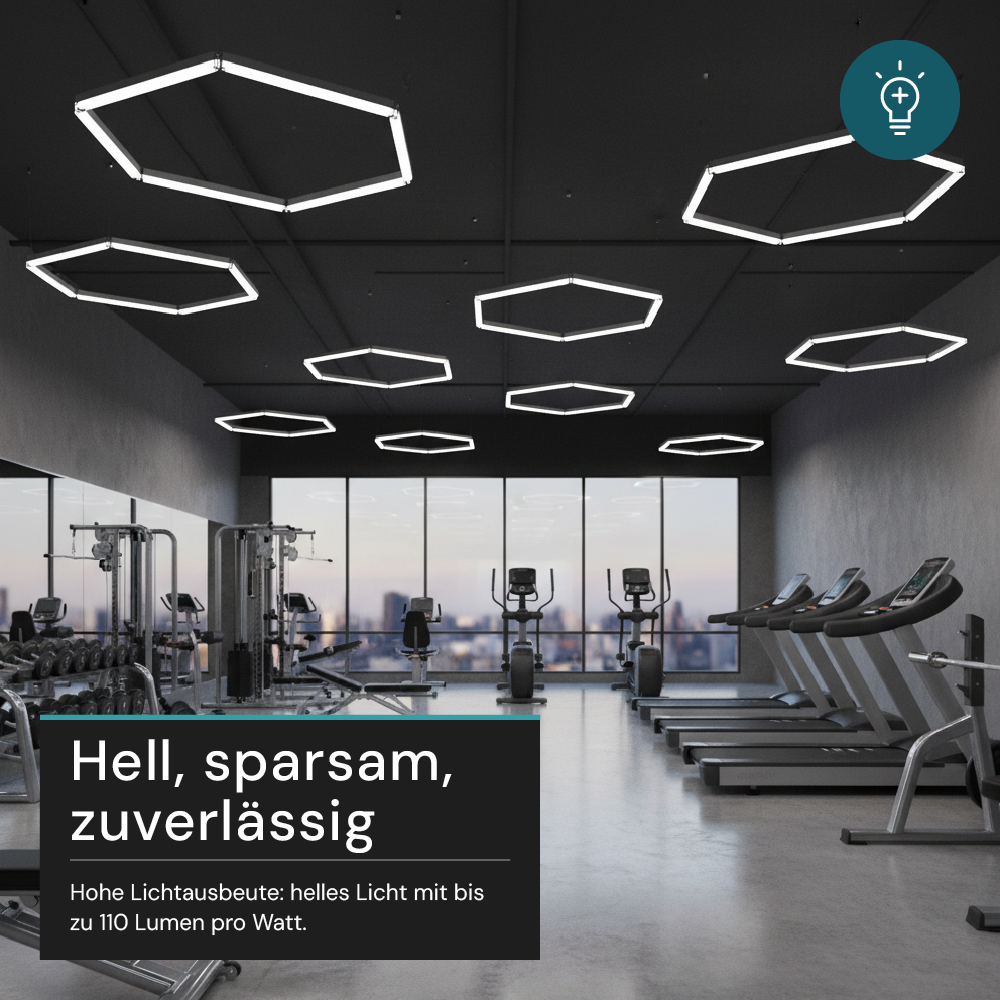 LED Deckenleuchte, HexaForm, 1er Set, 6500 K (Kaltweiß), Hexagon Leuchte, 40 W Garagenlampe, Salon Beleuchtung