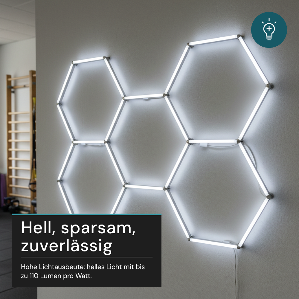 LED Deckenleuchte, HexaForm, 5er Set, 6500 K (Kaltweiß), Hexagon Leuchte, Garagenlampe, Salon Beleuchtung