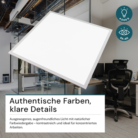 LED BackLit Panel, 62x62, 40W, 4400 lm, 4000K, 110°, IP44