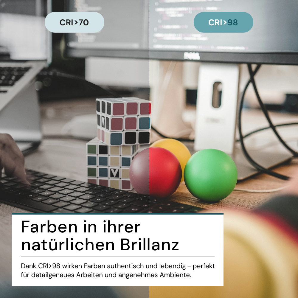 LED Büro-Stehleuchte, Up/Down, in Weiß, 100 W, 7000 lm, 4000 K (neutralweiß), UGR<16, CRI98, dimmbar, RG0, Bridgelux LED, Arbeitsplatzleuchte