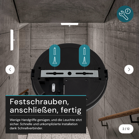 Moderne LED-Deckenlampe, schwarz/weiß, rund, 20 W, 2000 lm, Lichtfarbe einstellbar, Ø20 cm, IP65-wassergeschützt, Schnellverbinder, Innen- und Außenlampe