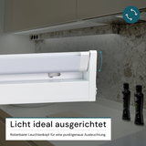 LED-Unterbauleuchte, schwenkbar, mit Schalter, 55 cm, 8 W, 800 lm, einstellbare Lichtfarbe, dimmbar, erweiterbar, Küchen- und Schrankbeleuchtung