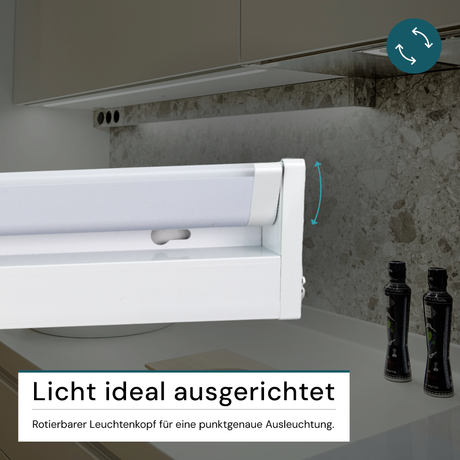 LED-Unterbauleuchte, schwenkbar, mit Schalter, 55 cm, 8 W, 800 lm, einstellbare Lichtfarbe, dimmbar, erweiterbar, Küchen- und Schrankbeleuchtung