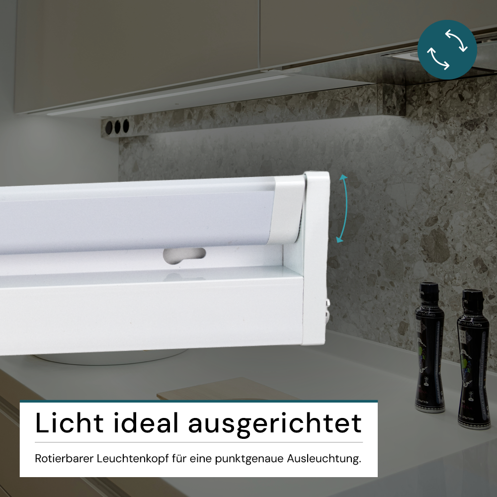 LED-Unterbauleuchte, schwenkbar, mit Schalter, 84 cm, 12 W, 1200 lm, einstellbare Lichtfarbe, dimmbar, erweiterbar, Küchen- und Schrankbeleuchtung