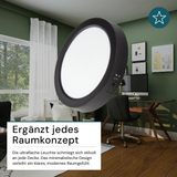 LED Aufbauleuchte in Schwarz, 24 W, 230 V, IP44-geschützt, 2400 lm, Lichtfarbe einstellbar, Ø229x34 mm, Deckenleuchte mit Diffusor, Badezimmerlampe
