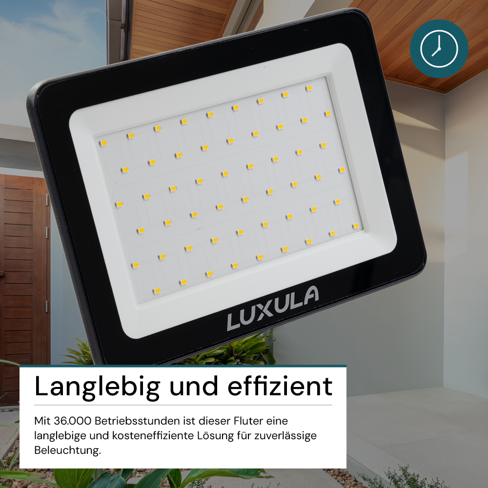 LED-Fluter mit Schnellverbinder, 30 W, 4000 K (neutralweiß), 3000 lm, schwarz, IP65