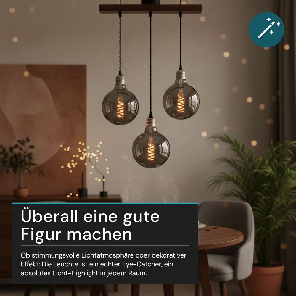 LED Filament Leuchtmittel, SPIRAL, Globe G95, E27, 4W, 40lm, 1800K, dimmbar