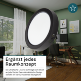 LED Aufbauleuchte in Schwarz, 12 W, 230 V, IP44-geschützt, 1200 lm, Lichtfarbe einstellbar, Ø170x34 mm, Deckenleuchte mit Diffusor, Badezimmerlampe