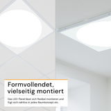 5er Pack LED-Panel mit runder Leuchtfläche, 62x62 cm, 30 W, 3600 lm, 4000 K (neutralweiß), Lifud Netzteil