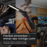 LED-Arbeitsleuchte mit Akku, 5 Lichtmodi, 11 cm, mit Magnet und Haken, USB-aufladbar, drehbare Taschenlampe, Inspektionsleuchte