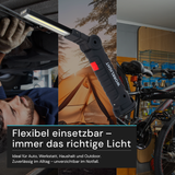LED-Arbeitsleuchte mit Akku, 5 Lichtmodi, 14 cm, mit Magnet und Haken, USB-aufladbar, drehbare Taschenlampe, Inspektionsleuchte