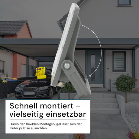 LED-Fluter, 50 W, 4000 K (neutralweiß), 6500 lm, grau, IP65.