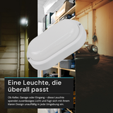 Kellerlampe in Weiß, Ovalleuchte, 12 W, 1080 lm, Lichtfarbe einstellbar (CCT), IP54-wassergeschützt, Kabelverbinder, Wandleuchte Innen und Außen, Feuchtraumleuchte