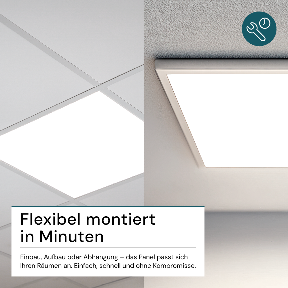 LED-Panel mit Farbtemperaturwechsel CCT, 3000-6000 K, 62x62 cm, Back-lit, 36W, 3600 lm
