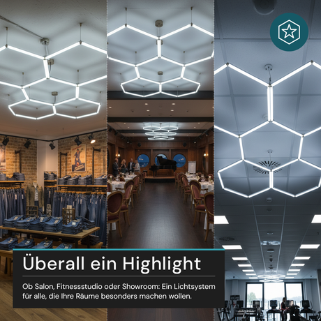 LED Deckenleuchte, HexaForm, 5er Set, 6500 K (kaltweiß), Hexagon Leuchte, Garagenlampe, Salon Beleuchtung