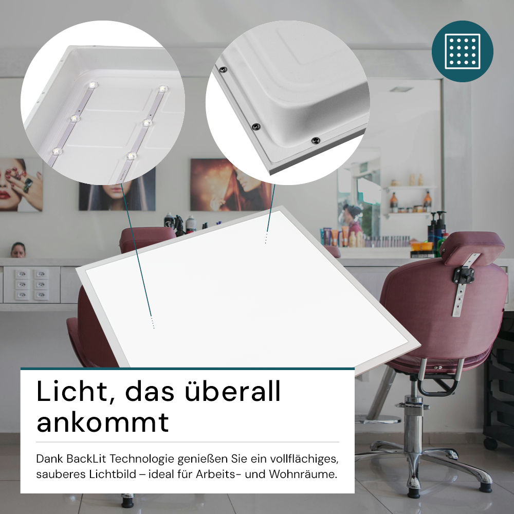LED BackLit Panel UGR<19, 62x62, 40W, 4400 lm, 4000K, 90°