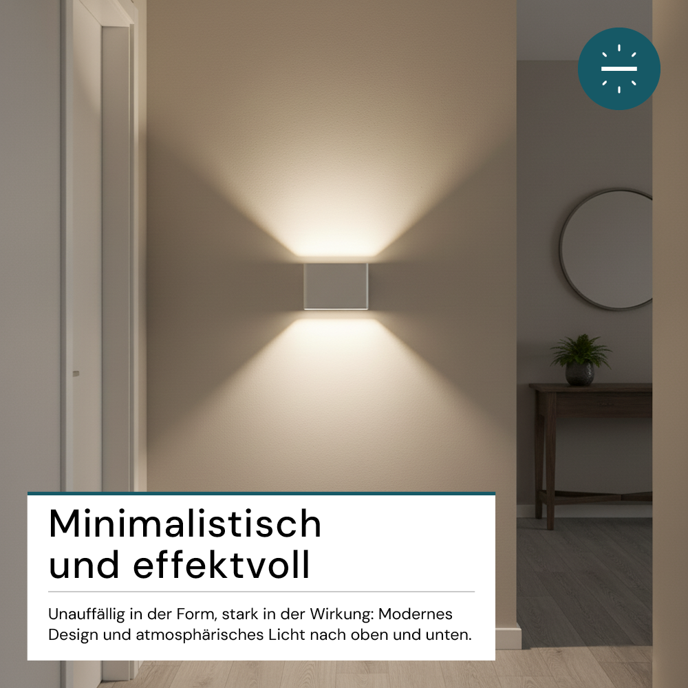 LED Akku Wandleuchte mit Bewegungssensor, Up- & Downlight, Lichtfarbe und Helligkeit einstellbar, mit Fernbedienung, weiß, wiederaufladbar, Innenbereich