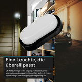 Kellerlampe in Schwarz, Ovalleuchte, 12 W, 1080 lm, Lichtfarbe einstellbar (CCT), IP54-wassergeschützt, Kabelverbinder, Wandleuchte Innen und Außen, Feuchtraumleuchte