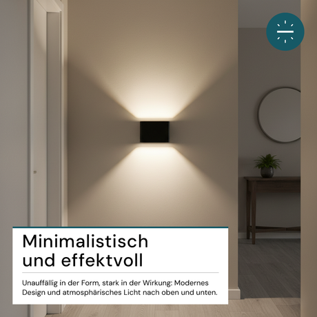 LED Akku Wandleuchte mit Bewegungssensor, Up- & Downlight, Lichtfarbe und Helligkeit einstellbar, mit Fernbedienung, schwarz, wiederaufladbar, Innenbereich