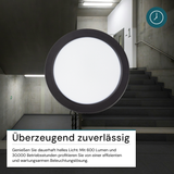 LED Aufbauleuchte in Schwarz, 6W, 230 V, IP44-geschützt, 600 lm, Lichtfarbe einstellbar, Ø109x28 mm, Deckenleuchte mit Diffusor, Badezimmerlampe