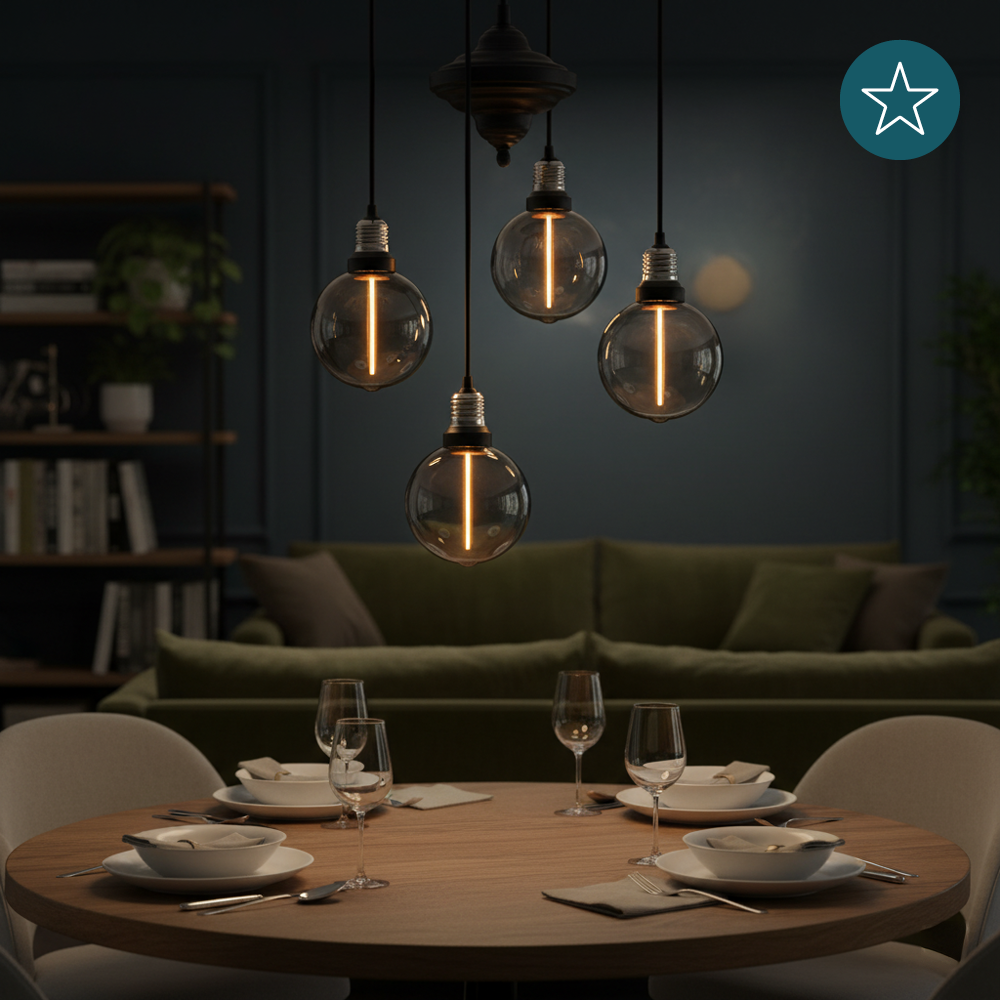 LED Filament Leuchtmittel, LINE, Smoke, Globe G80, E27, 2W, 40lm, 1800K, dimmbar