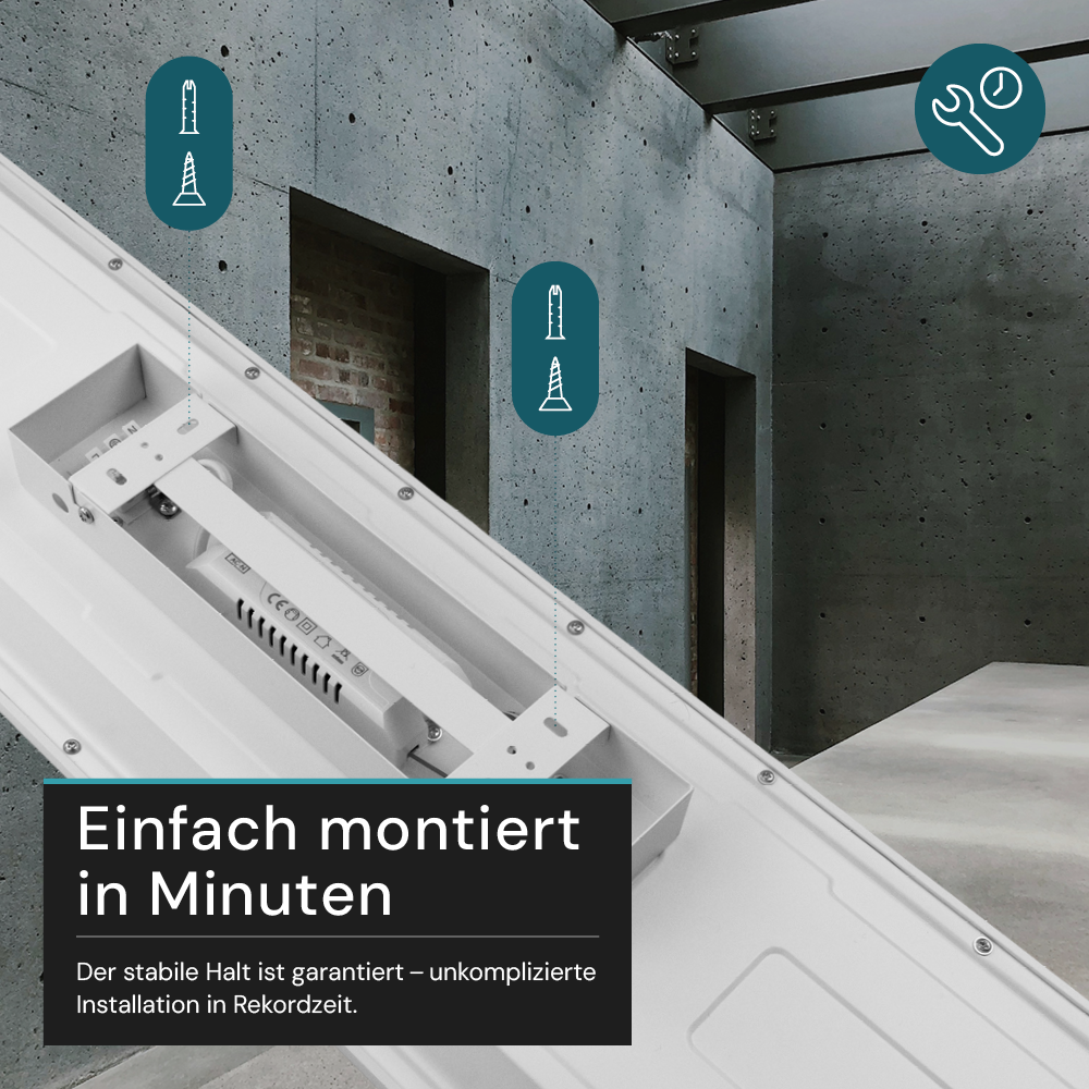 LUXULA LITEQ 80, LED-Panel mit Fernbedienung, 80×20 cm, weiß, 40 W, 4400 lm, UGR<19, Helligkeit und Lichtfarbe einstellbar