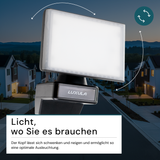 Schwenkbarer LED Fluter, 20 W, 2100 lm, 4000 K (neutralweiß), IP54, flexibler Strahler, Aluminiumdruckguss, Wandleuchte