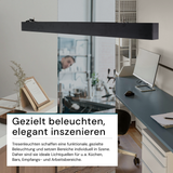 LED Büro-/Tresenleuchte Up&Down, schwarz, 120 cm, 30 W, 3600 lm, UGR<19, 3000-6500 K (CCT), LIFUD Netzteil, erweiterbar, Aluminium