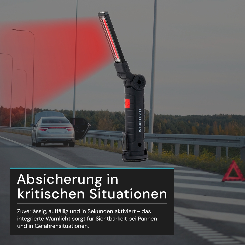 LED-Arbeitsleuchte mit Akku, 5 Lichtmodi, 11 cm, mit Magnet und Haken, USB-aufladbar, drehbare Taschenlampe, Inspektionsleuchte