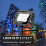 RGB LED-Fluter, 20 W, schwarz, IP65, mit Fernbedienung, RGBW-Farbwechsel