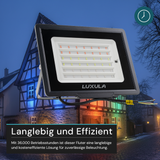 RGB LED-Fluter, 50 W, schwarz, IP65, mit Fernbedienung, RGBW-Farbwechsel